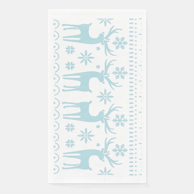 Arctic Blue Folk Art Winter Thema Serviette (Vorderseite)