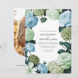 Arctic Blue, Frosted Pine & Cloud Moss Wedding Einladung