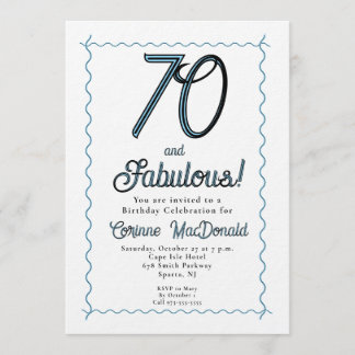 Arctic Blue Seventy and Fabulous 70th Birthday Einladung
