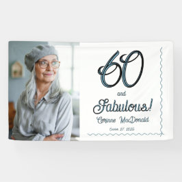 Arctic Blue Sixty and Fabulous 60th Birthday Party Banner