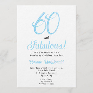 Arctic Blue Sixty and Fabulous 60th Birthday Party Einladung