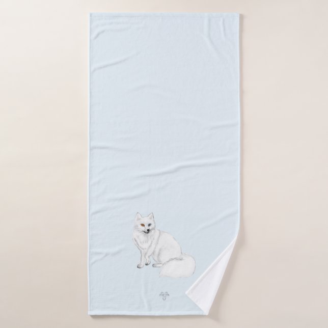 Arctic Fox Art on Icy Blue Background 3pc Bath Set (Badehandtuch)