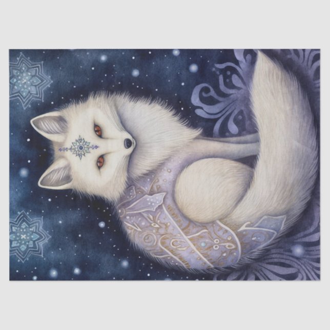 Arctic Fox Boho Mystical Art Seidenpapier (Vorderseite)