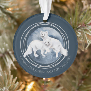 Arctic Fox Couple Winter Weihnachten Personalisier Ornament