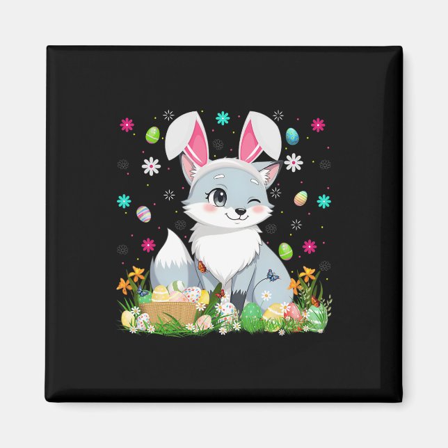 Arctic Fox Easter Egg Hunt Bunny Ear Arctic Fox Ha Magnet (Vorne)