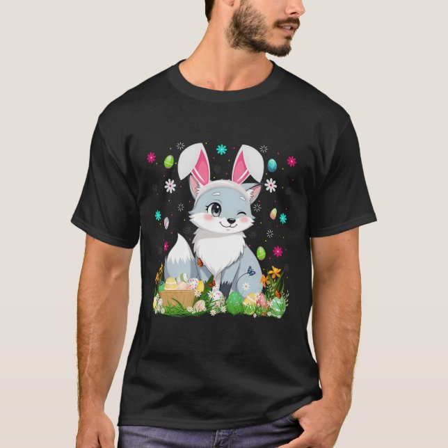 Arctic Fox Easter Egg Hunt Bunny Ear Arctic Fox Ha T-Shirt (Vorderseite)
