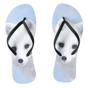Arctic Fox Painting - Original Wildlife Art Flip Flops