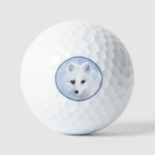 Arctic Fox Painting - Original Wildlife Art Golfball