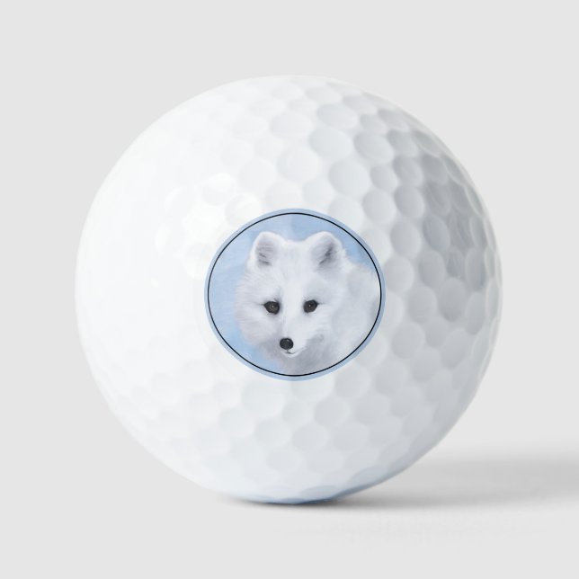 Arctic Fox Painting - Original Wildlife Art Golfball (Vorderseite)