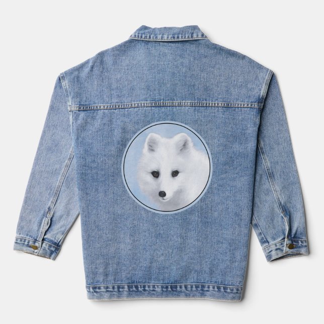 Arctic Fox Painting - Original Wildlife Art Jeansjacke (Rückseite)
