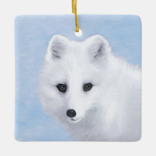Arctic Fox Painting - Original Wildlife Art Keramikornament