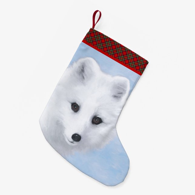 Arctic Fox Painting - Original Wildlife Art Kleiner Weihnachtsstrumpf (Vorderansicht (hängend))