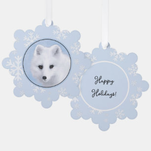 Arctic Fox Painting - Original Wildlife Art Ornament Karte