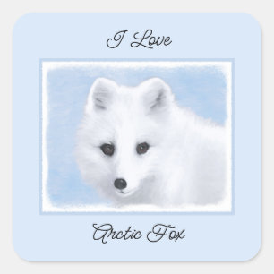 Arctic Fox Painting - Original Wildlife Art Quadratischer Aufkleber