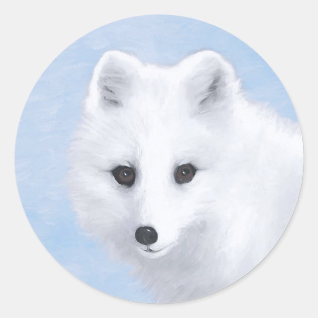 Arctic Fox Painting - Original Wildlife Art Runder Aufkleber (Vorderseite)