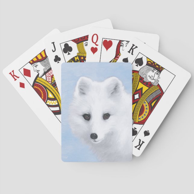 Arctic Fox Painting - Original Wildlife Art Spielkarten (Rückseite)