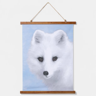 Arctic Fox Painting - Original Wildlife Art Wandteppich Mit Holzrahmen