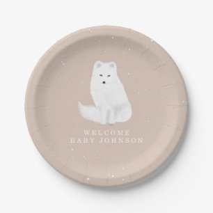 Arctic Fox Pink Winter Baby Dusche Papierplatte Pappteller
