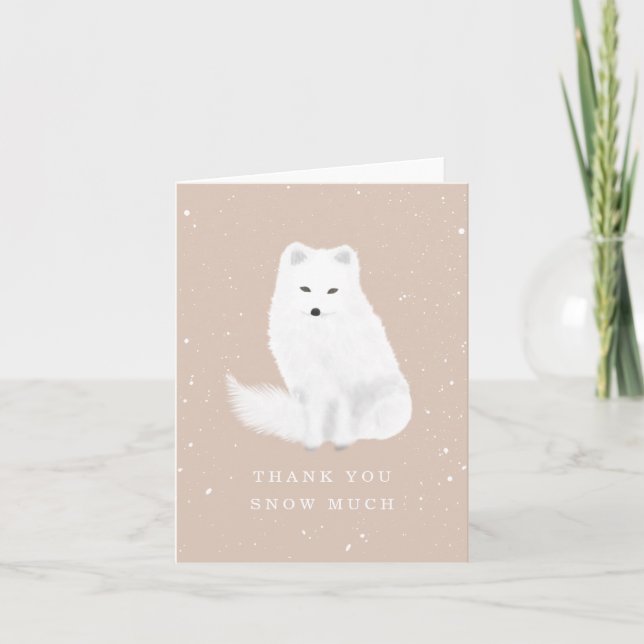 Arctic Fox Pink Winter Baby Dusche Vielen Dank Dankeskarte (Vorderseite)