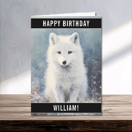 Arctic Fox Pup im Schnee Portrait Happy Birthday Karte