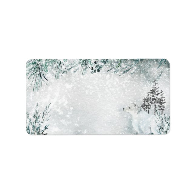Arctic Fox Snowy Winter Woodland Mailadresse Adressaufkleber (Vorne)