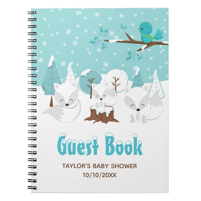 Arctic Fox Winter Baby shower Livre d'or (Devant)