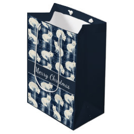 Arctic Fox Winter Christmas Tartan Kariertes Muste Mittlere Geschenktüte