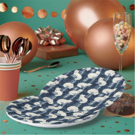 Arctic Fox Winter Christmas Tartan Kariertes Muste Pappteller