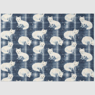 Arctic Fox Winter Christmas Tartan Kariertes Muste Seidenpapier