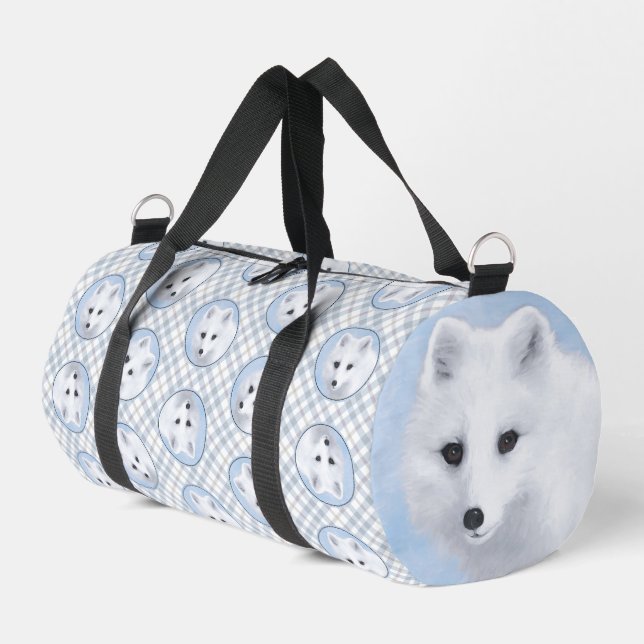 Arctic Fox Winter Malerei Original Wildlife Art Duffle Bag (Linke Seite)