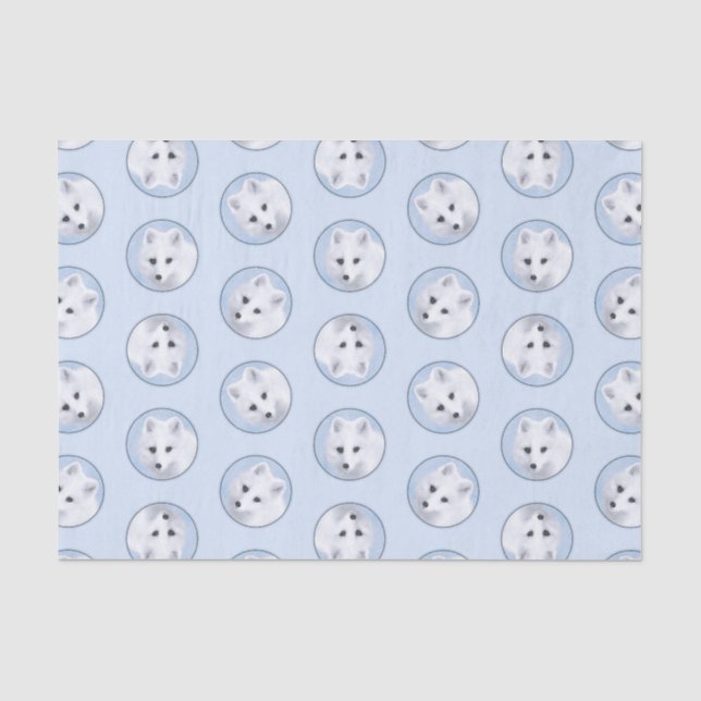 Arctic Fox Winter Malerei Original Wildlife Art Seidenpapier (Vorderseite)
