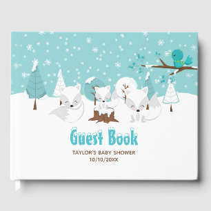 Arctic Fox Winter Wonderland Baby Dusche Gästebuch