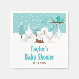 Arctic Fox Winter Wonderland Baby Dusche Serviette