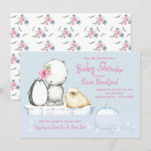 Arctic Friends Winter Baby Shower Invitations