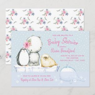 Arctic Friends Winter Baby Shower Invitations