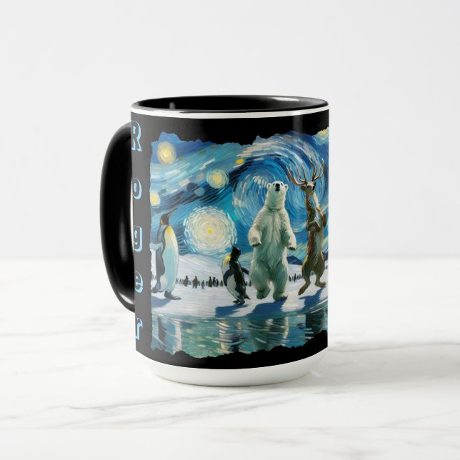 "Arctic Line Dance" individuell anpassbar Tasse (Vorderseite Links)