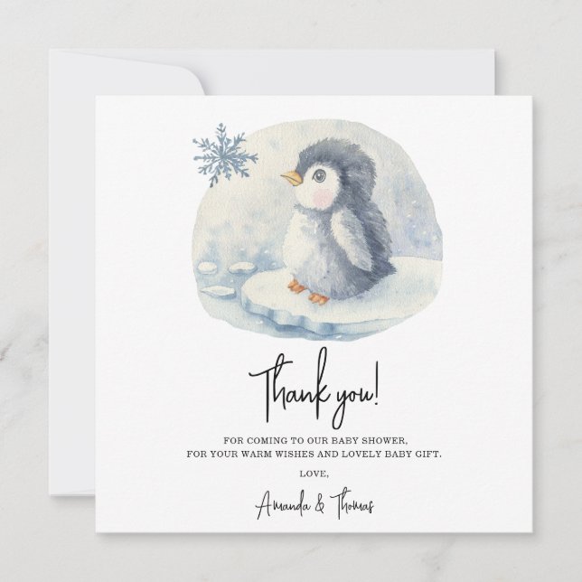 Arctic mignon Penguin merci baby shower (Devant)