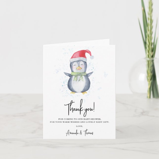 Arctic mignon Penguin merci baby shower (Devant)