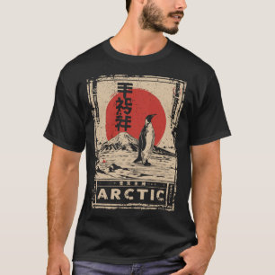 Arctic Penguin Japanisch Red Sun Wildlife Art T-Shirt