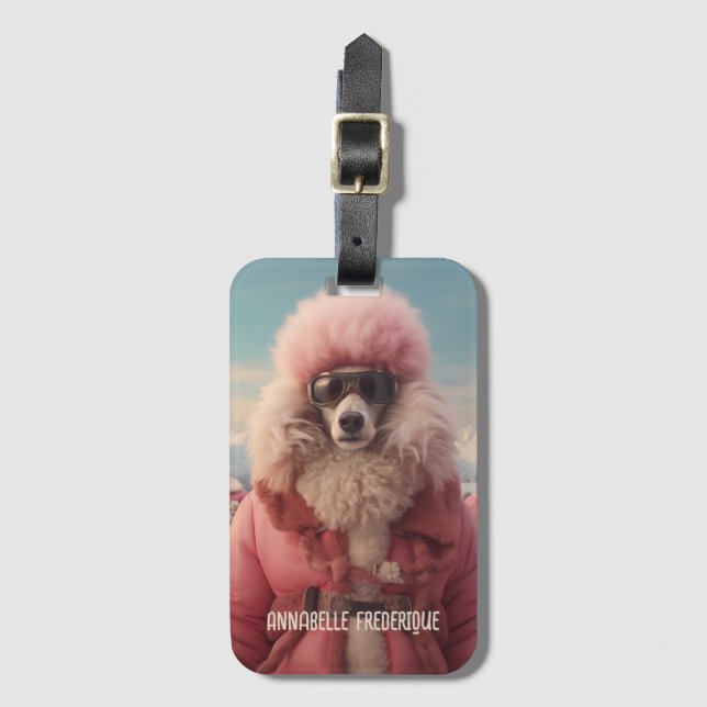 Arctic Poodle Gepäckanhänger (Vorderseite Vertikal)