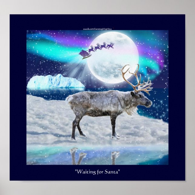 Arctic Rentier & Santa Claus Weihnachtsfantasie Poster (Vorne)
