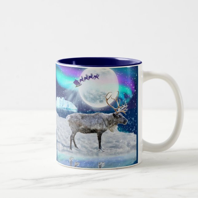 Arctic Rentier & Santa Claus Xmas Fantasy Tasse (Rechts)