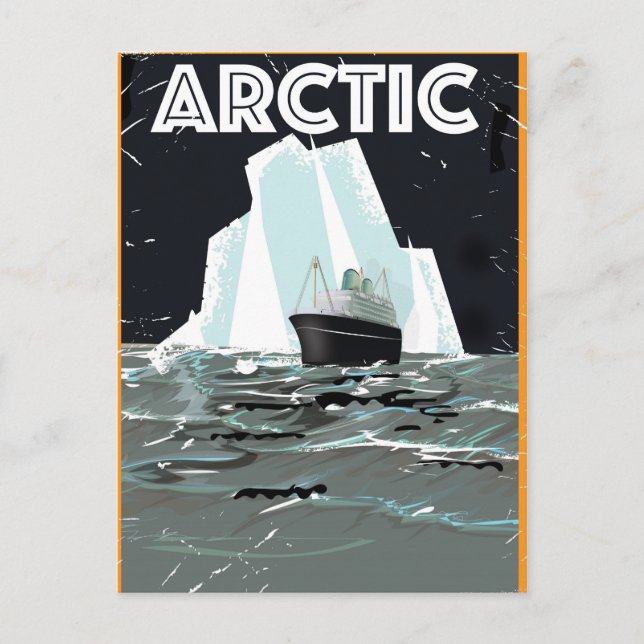 Arctic Vintage Reiseplakat Postkarte (Vorderseite)
