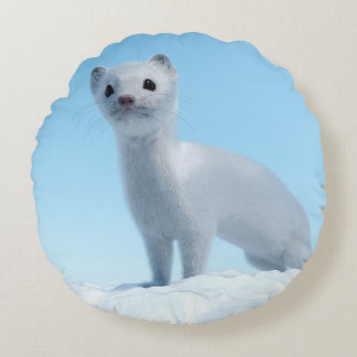 Arctic Weasel Charm Rundes Kissen