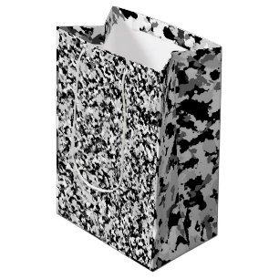 Arctic White Gray Black Camouflage Camouflage Part Mittlere Geschenktüte
