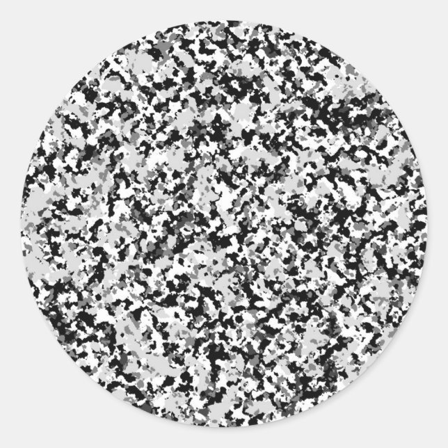 Arctic White Gray Black Camouflage Camouflage Part Runder Aufkleber (Vorderseite)