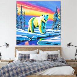 Arctic Wild Snowy Polar Bear Leinwanddruck