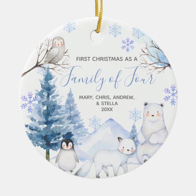 ARCTIC Winter 1. Weihnachten als Familie der Vier Keramik Ornament (Vorne)