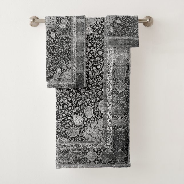 Ardabil Schwarzes u. Weiß Badhandtuch Set (Insitu)