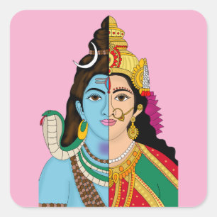 Ardhanarishwara-Aufkleber Quadratischer Aufkleber